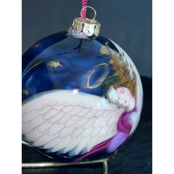 Hand-Painted Glass Angel Ball Christmas Ornament In Satin-Lined Box - Picture 3 of 7